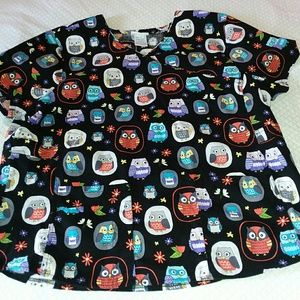 Adorable Owl Scrub Top